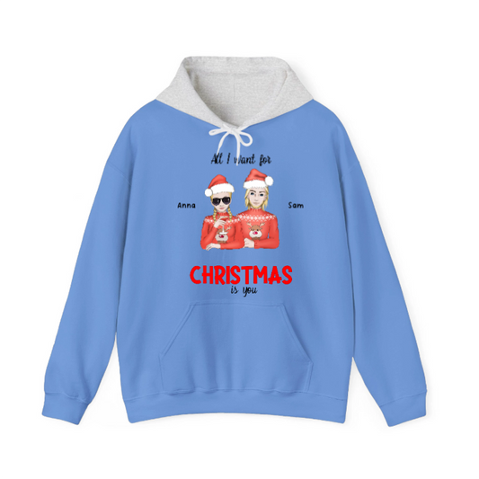 All I Want for Christmas is You - Personalized Hoodie for Couple