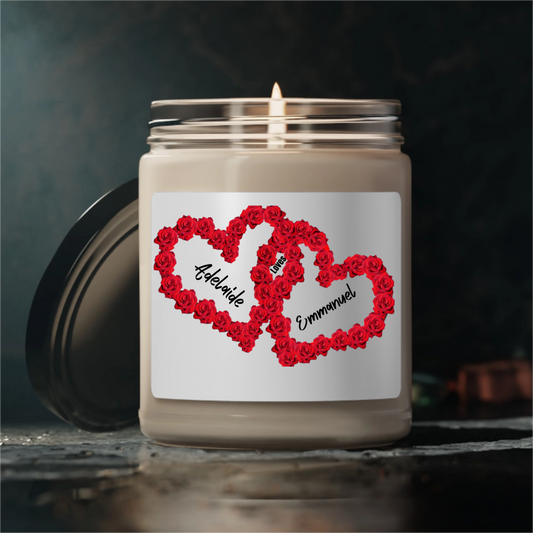 Two heart Personalized Scented Soy Candle, 9oz